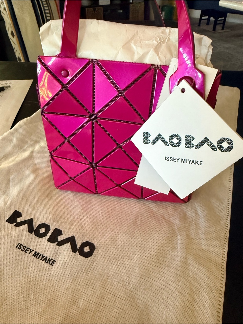 Issey Miyake Bao Bao Hot Pink Geometric Tote